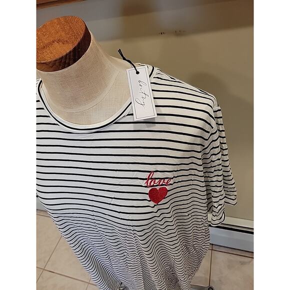 Brit. Ny Black White Striped Tshirt Short Sleeve Shirt Plus Size 3x - Picture 2 of 8